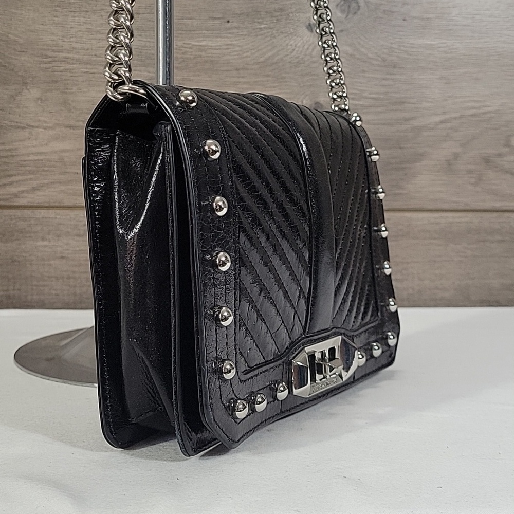 Rebecca Minkoff Black Quilted Studded Leather Crossbody Shoulder Bag - Picture 3 of 14